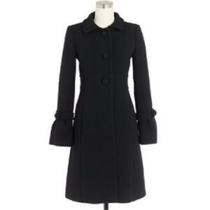 J.CREW Black Wool Bell Sleeve Tulip Lady Coat